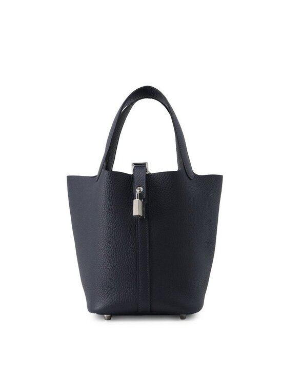 Hermes Handbags - Hermes Handbag Picotin Lock PM Blue Nuit Silver Taurillon Clemence Tote